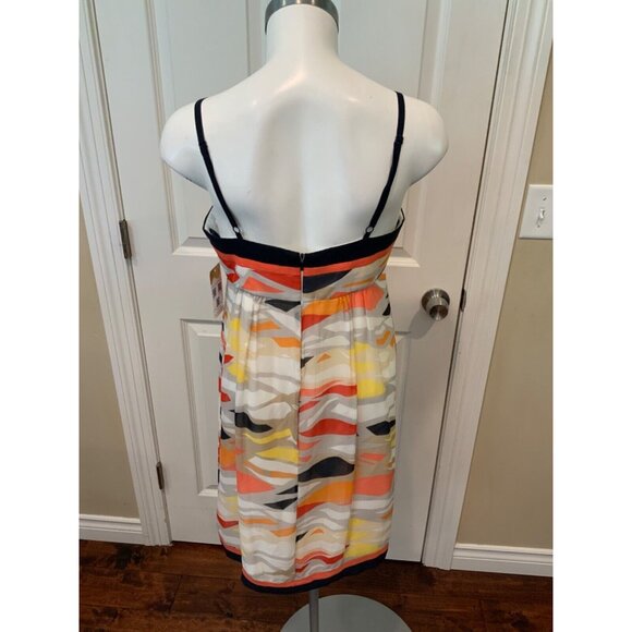 BCBG Max Azria Multicolor Geometric Patterned 100% Silk Shift Dress, Size 6 - Picture 6 of 7